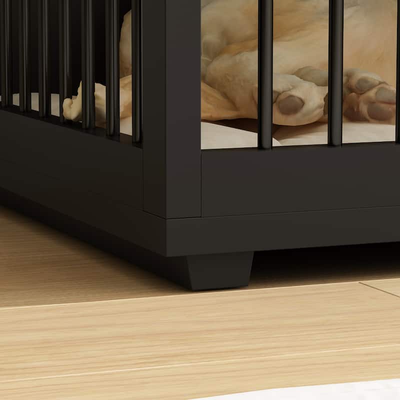 86.6"Wooden Dog Crate Kennel with 4 Drawers,Double Dog Crate Furniture
