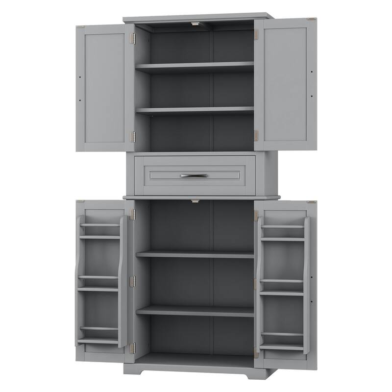 Bathroom Cabinet Clothes Cabinet with Adjustable Rack, Storage Cabinet Floor Cabinet with Soft-Close Hinges