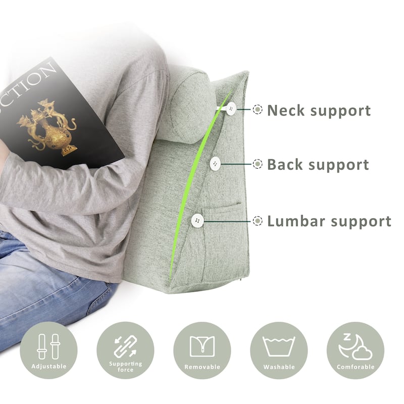 WOWMAX Bed Rest Wedge Reading Pillow Headboard Back Support Cushion