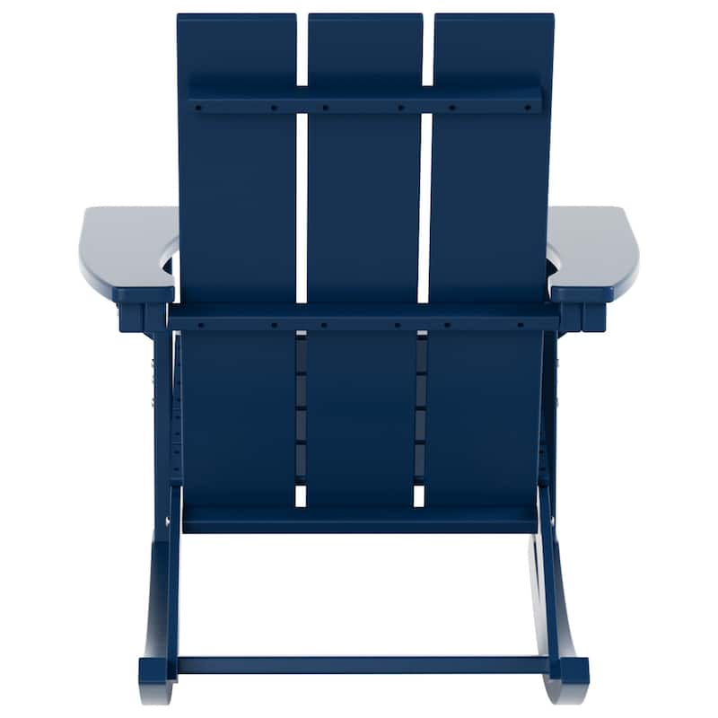 Shoreside Modern Eco-Friendly All Weather Poly Adirondack Rocking Chairs with Side Table (3-Piece Set)
