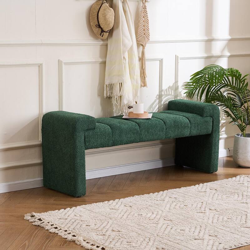 54" Boucle Bedroom Bench with Channel Tufted