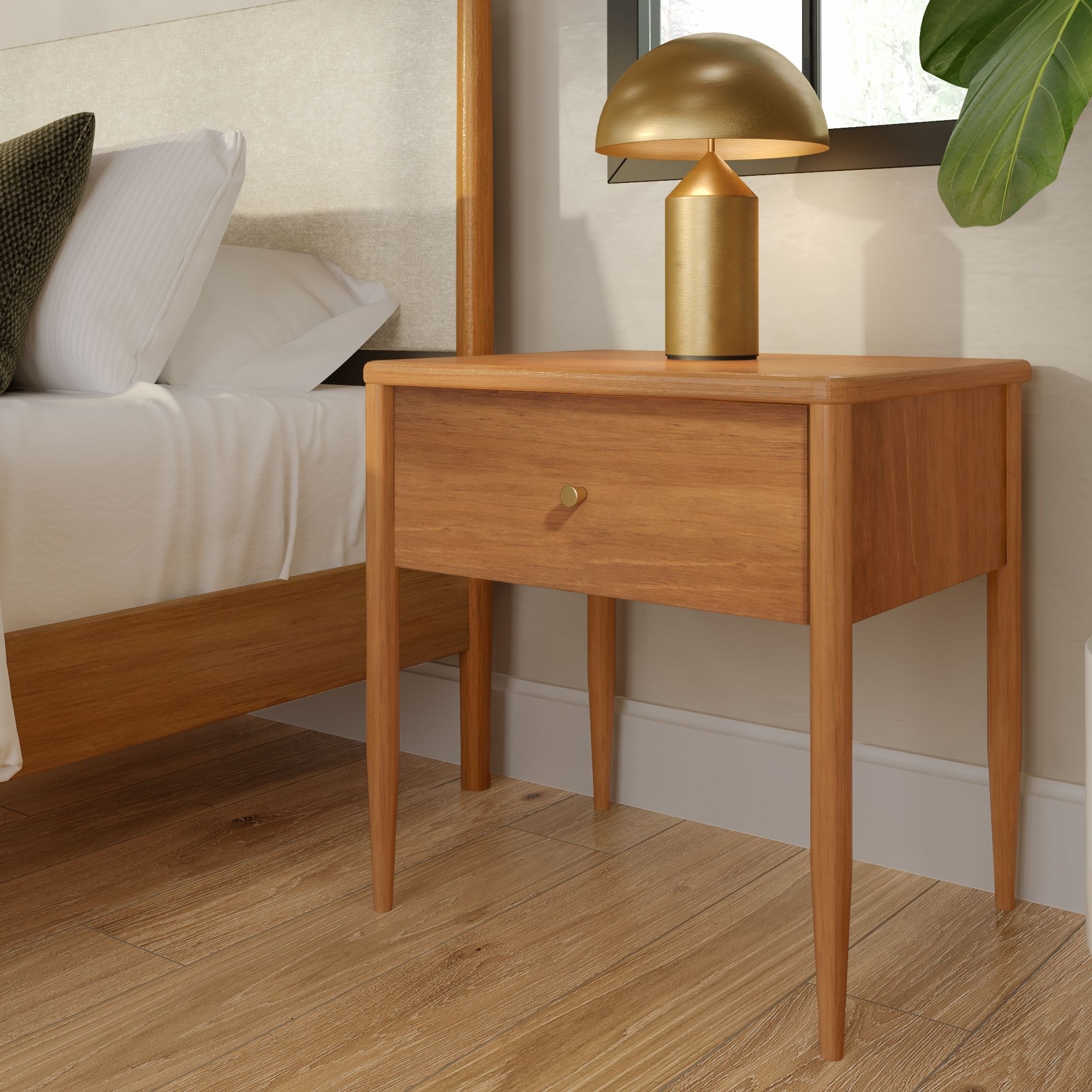 Harbor 1-drawer Wood Nightstand with Metal Knobs