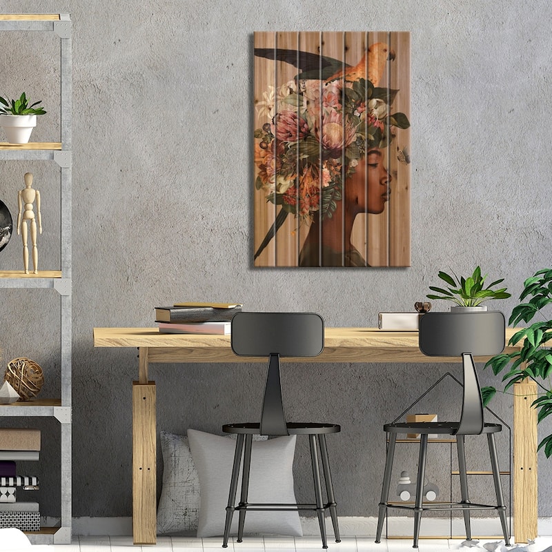 Woman And Flowers IV Print On Wood by Danilo de Alexandria - Multi-Color