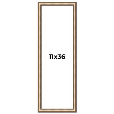 11x36 Frame Gold Solid Wood Shadow Box Width 1.5 Inches | Interior Frame Depth 2 3/8 Inches