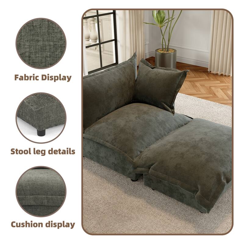 Modern Cloud Chaise Longue Accent Chair with Ottoman set