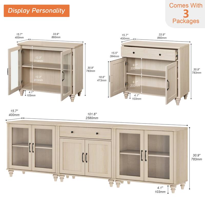 Sideboard Buffet Cabinets with Doors and Drawer