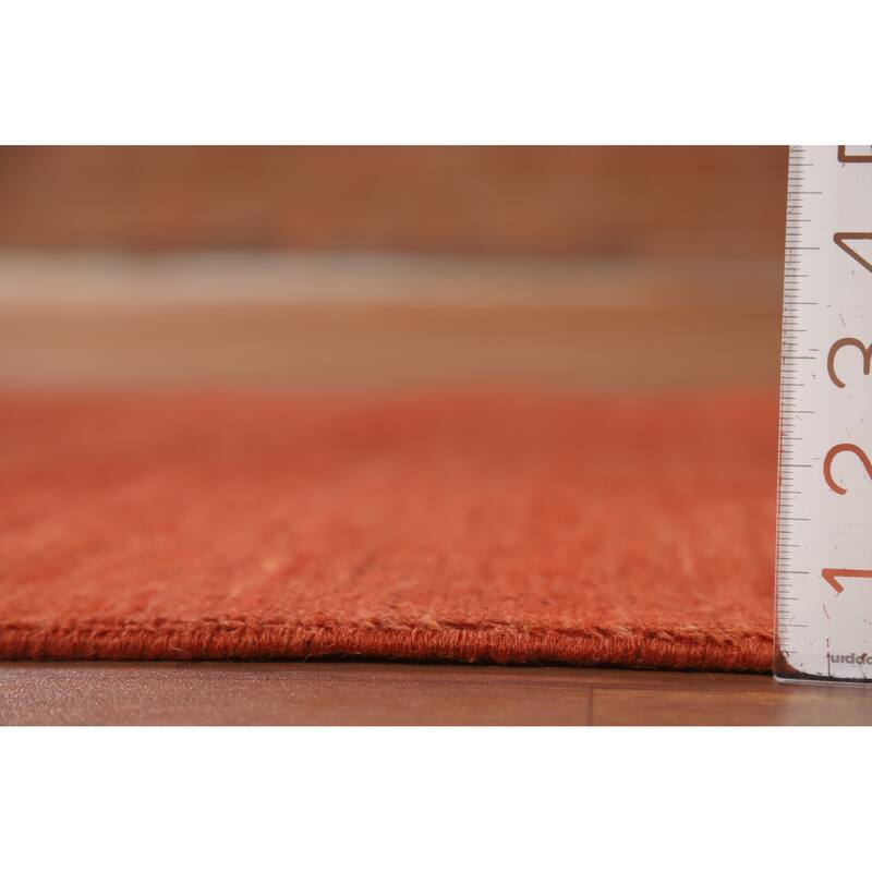 Orange Modern Gabbeh Oriental Foyer Rug Hand-Knotted Wool Carpet - 3'0"x 5'0"
