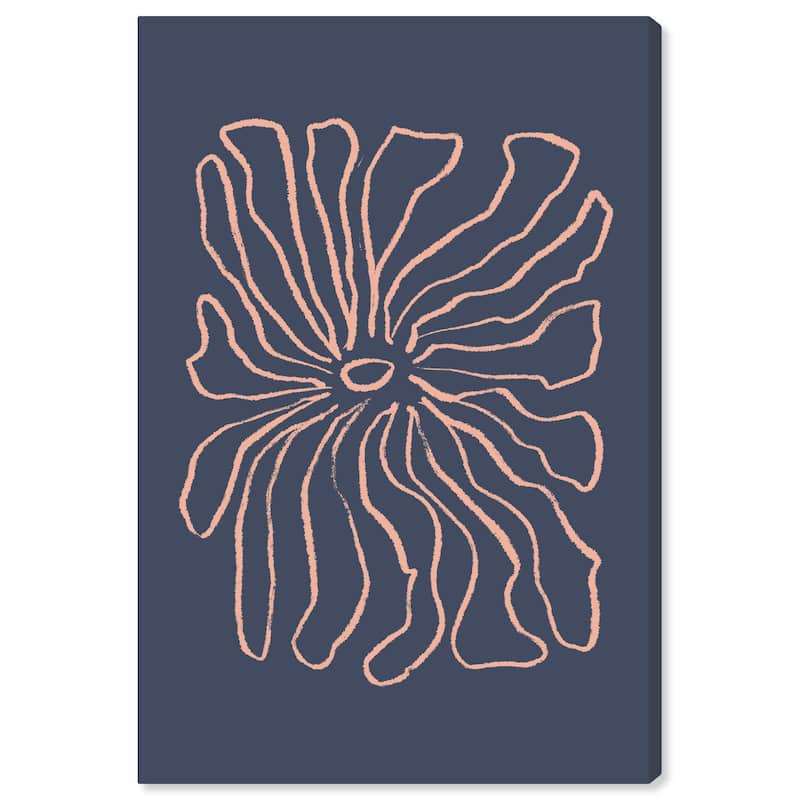 Wynwood Studio Canvas Abstract Lineal Daisy Blue and Dark Blue Modern & Contemporary Wall Art Canvas Print