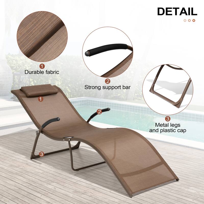 Crestlive Products Outdoor Aluminum Chaise Lounge Chair with Adjustable Backrest