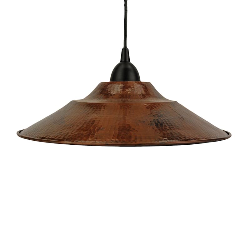 Hammered Copper 13-in Large Pendant Light in in Oil Rubbed Bronze (L400DB)