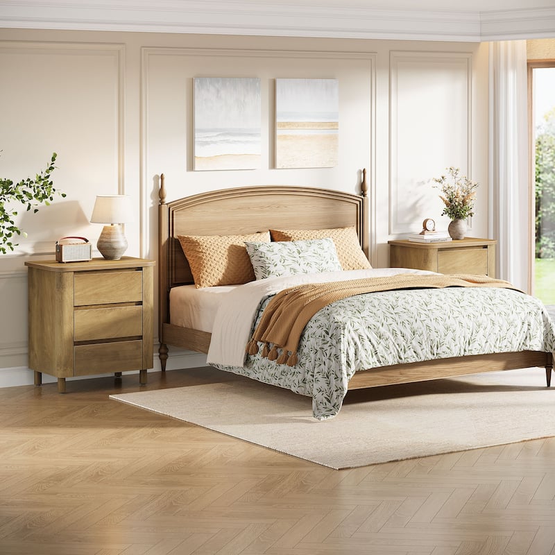 Farmhouse Nightstand with 3 Drawers