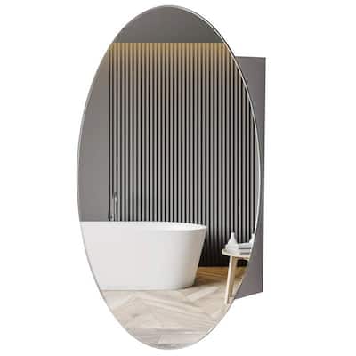 Oval Medicine Cabinet with Mirror - 5"D x 18"W x 26"H