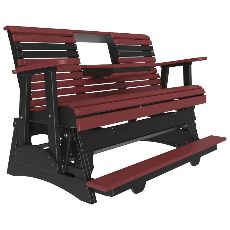 Poly Lumber Plain Rollback Balcony Glider - 5' - Cherrywood & Black