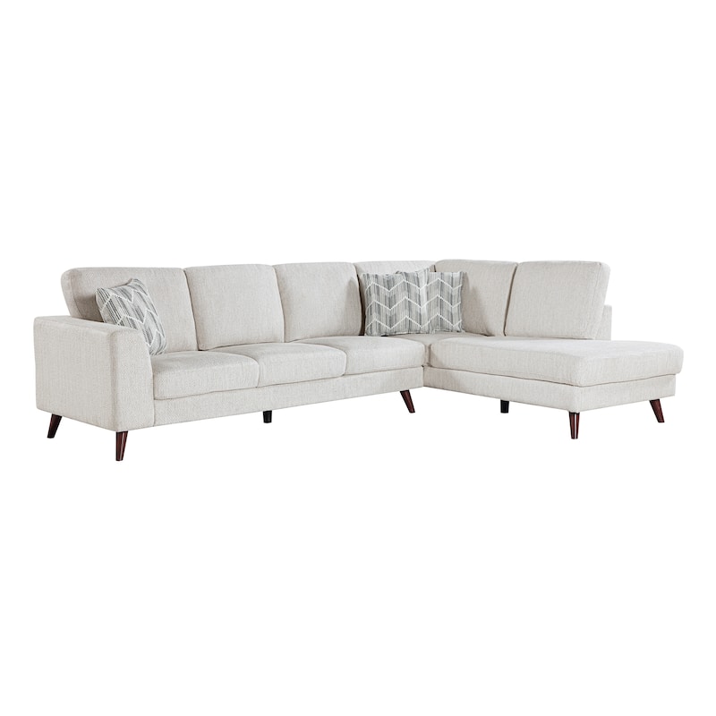 Valley Chenille 2-Piece Sectional with Right Chaise - Silver Cloud