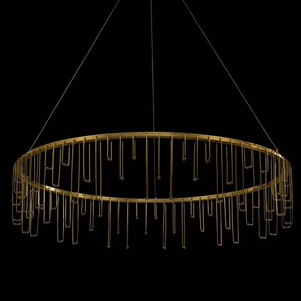 slide 2 of 2, Golden Lighting 5461-39 Lucerna 40" Wide Ring Chandelier Stainless Steel Gold