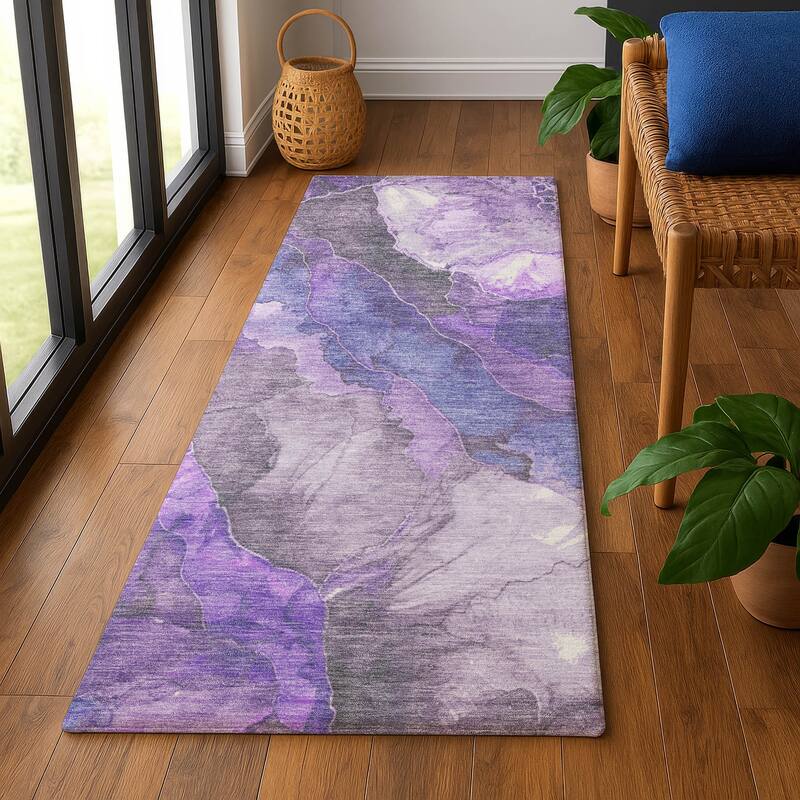 Premium Washable Super Soft Modern Chic Mayfield Rug - Lavender - 2'3" x 7'6"