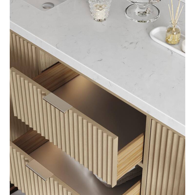 Ariel P72DCQRVO Milan 72" Free Standing Double Basin Vanity Set with