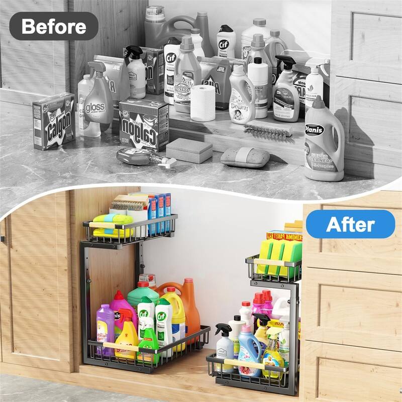 Pull Out Cabinet Organizer - ‎11.4"D x 15.55"W x 13.6"H