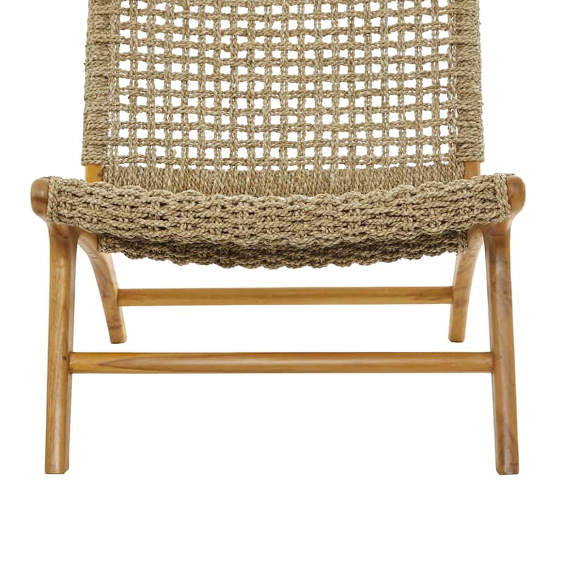 Teak Wood Handmade Accent Chair with Woven Cane Seat - Light Brown - Roche River Decor