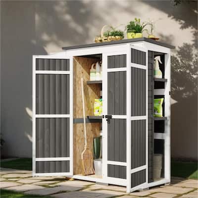 Outdoor Lockable Wood Storage Shed with Waterproof Roof and Shelves