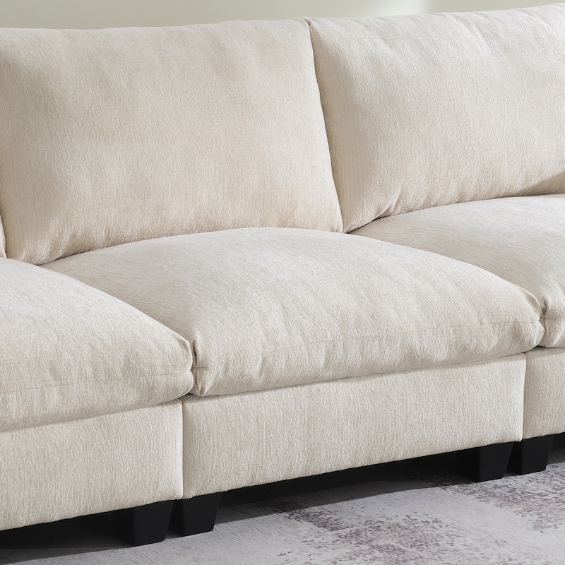 Chenille Modular Sectional Sofa,Cloud Couch Set with, USB, Bluetooth