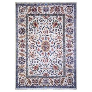 Shahbanu Rugs Ivory, Aryana Collection, Suzanni with Colorful Leaf and ...