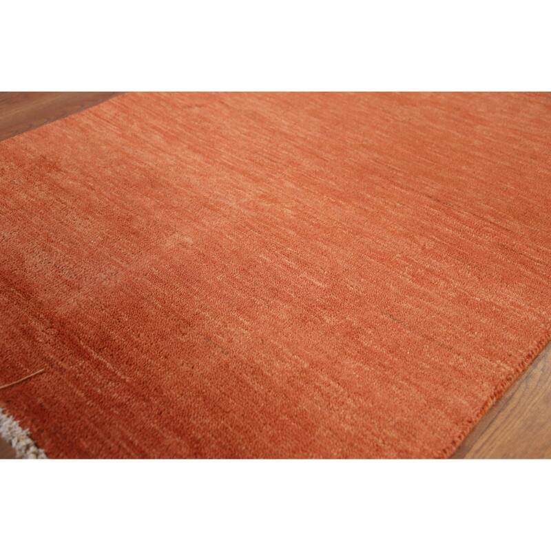 Orange Gabbeh Modern Foyer Rug Hand-Knotted Wool Carpet - 2'8"x 4'0"