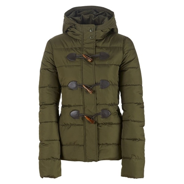 Aeropostale Womens Toggle Puffer Jacket, green, X-Small. Opens flyout.