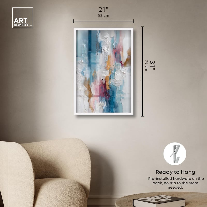 Petal Pink and Ocean Blue I Shadowbox by Art Remedy
