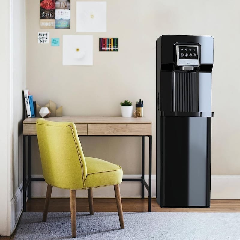 2-in-1 Bottom Loading Black 27lbs/24h LCD Display Water Dispenser Cooler with Built-in Ice Maker