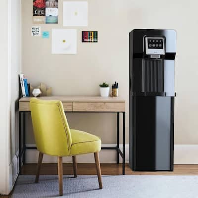Black Bottom Loading Water Dispenser Cooler with Ice Maker for Home Office (Without HOT Water) - 12.2"D x 14.5"W x 40.8"H