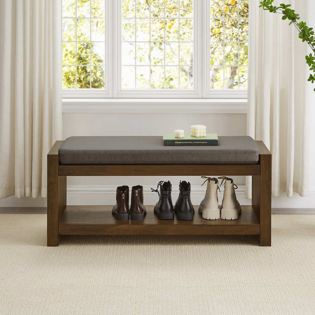 40" Accent Bench with Lower Shelf Shoe Rack