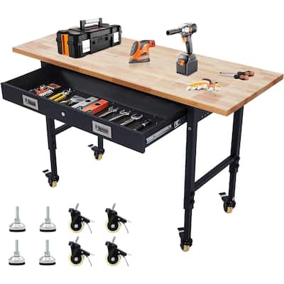 60*22*1.2 Inch Workbench for Garage with Drawer & Rolling Casters - N/A