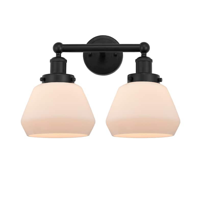 Innovations Lighting 616-2W-10-16 Fulton Vanity Fulton 2 Light 16" - Matte Black / Matte White