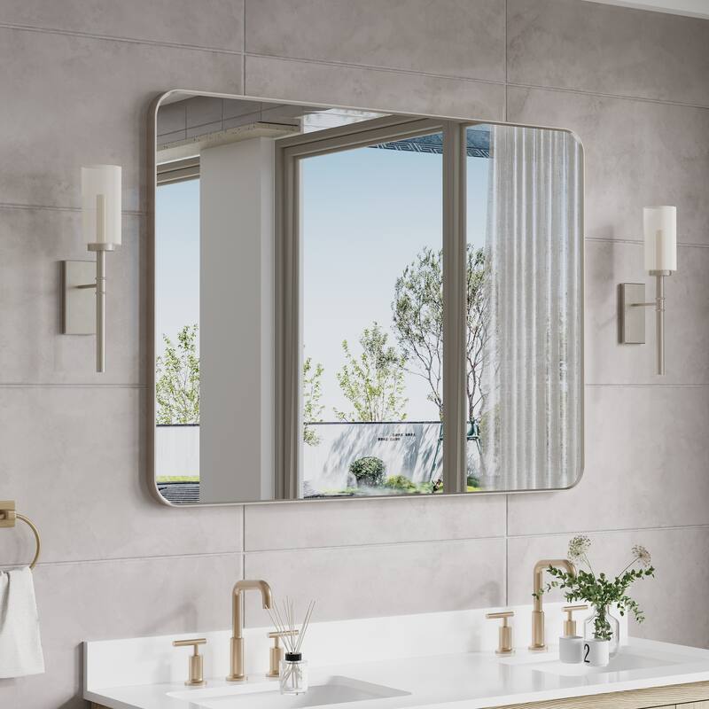 Modern Bathroom Rectangular Wall Mounted Anodized Aluminum Framed Vanity Mirror