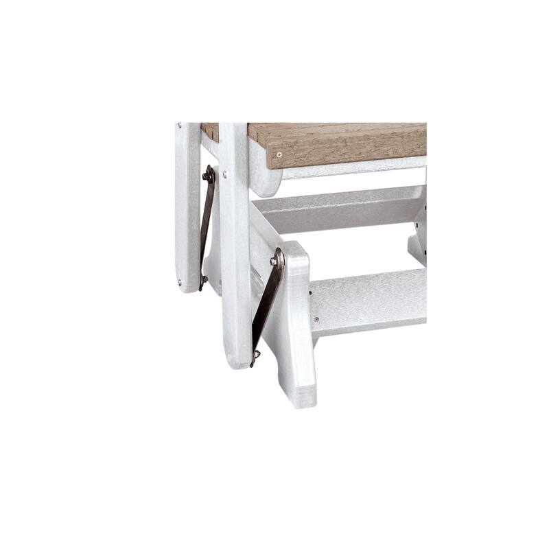 24 in. W and 300 lb Seating Capacity Wood Outdoor Glider in White HDPE Frame Material