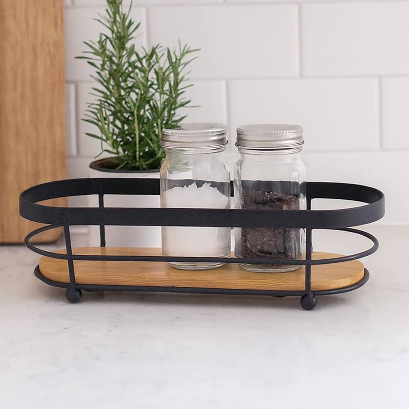 Oval Natural Bamboo Wooden Decorative Storage Organizer Tray - 11.3" x 5"