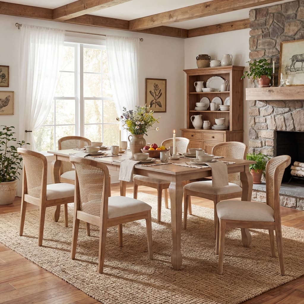 Christopher Knight Home - Montclair Farmhouse Extendable 7-Piece Dining Set with Wood Upholstered Chairs
