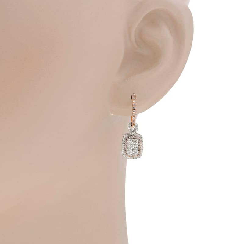 Gregg Ruth 14K White and Rose Gold, White Diamond and Fancy Pink Diamond Drop Earrings - 5/8" x 3/8"