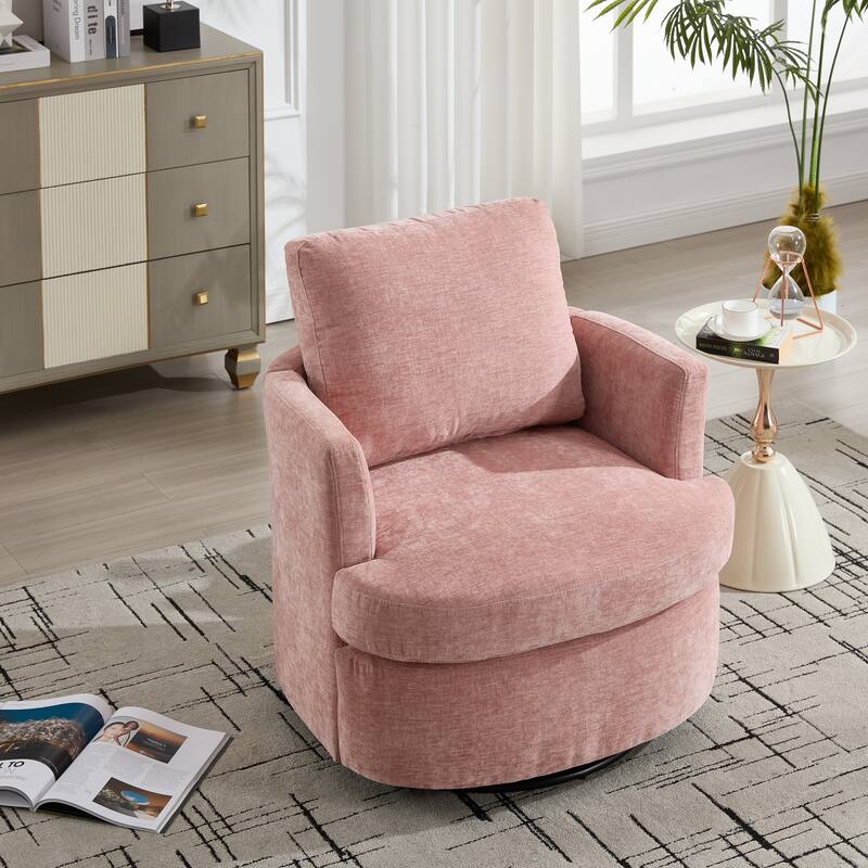 Black Swivel Chair with 360 Degree Rotation Wood and Metal Office Chair Chenille Fabric Seat Ergonomic Desk Chair