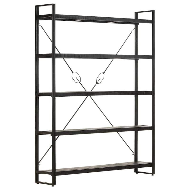 vidaXL 5-Tier Bookcase Black 55.1"x11.8"x70.9" Solid Mango Wood