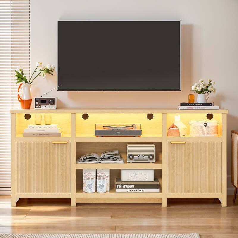 Pocassy LED Farmhouse TV Stand for 75 Inch