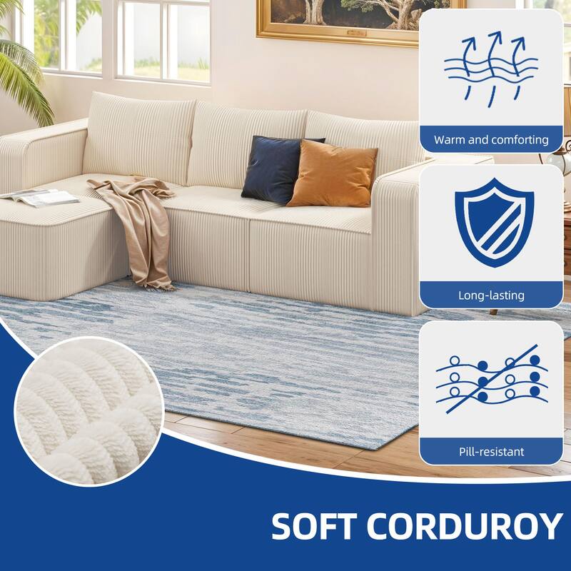 Moasis Multi-seat(3/4/5 seats) Corduroy Sectional Sofa Modular Couch Sofa Upholstered Convertible Modular Sofa