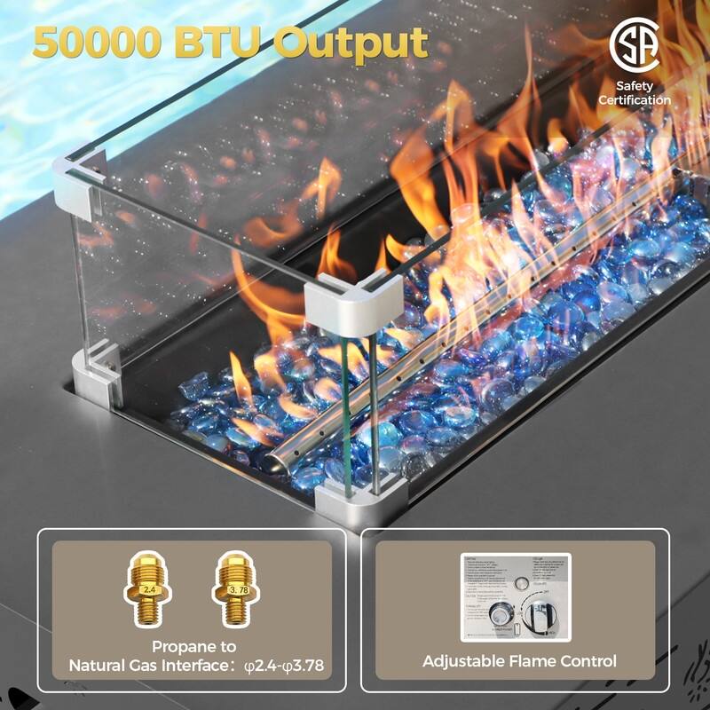 FINCATI 42'' Moon Rabbit-inspired Propane Fire Pit Table, 50,000 BTU Backyard Firepit Natural Gas Fire Table Outdoor