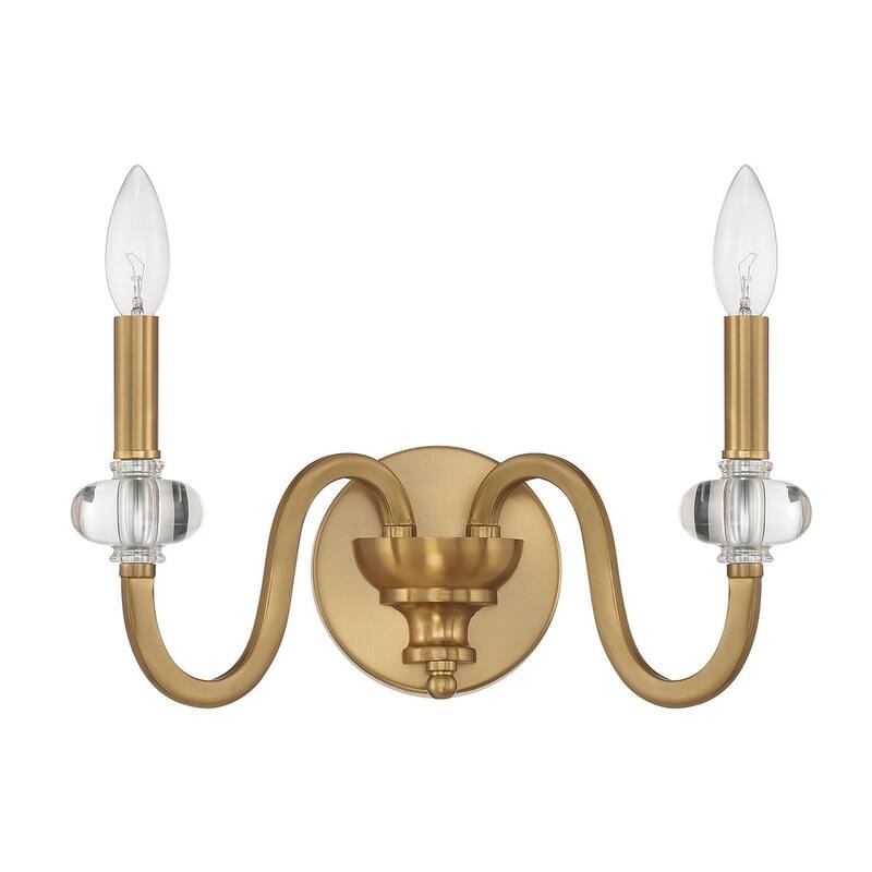 Warm Brass Two Light Wall Sconce from the Bergdorf Collection - Warm Brass