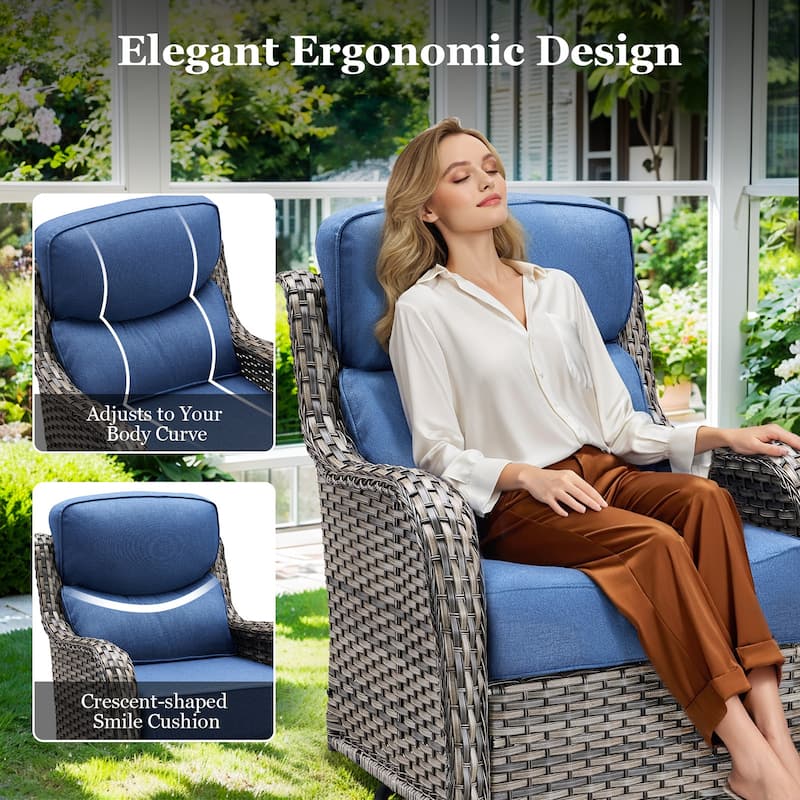 Pocassy Patio Furniture Set with Swivel Chairs, All Weather Patio Wicker