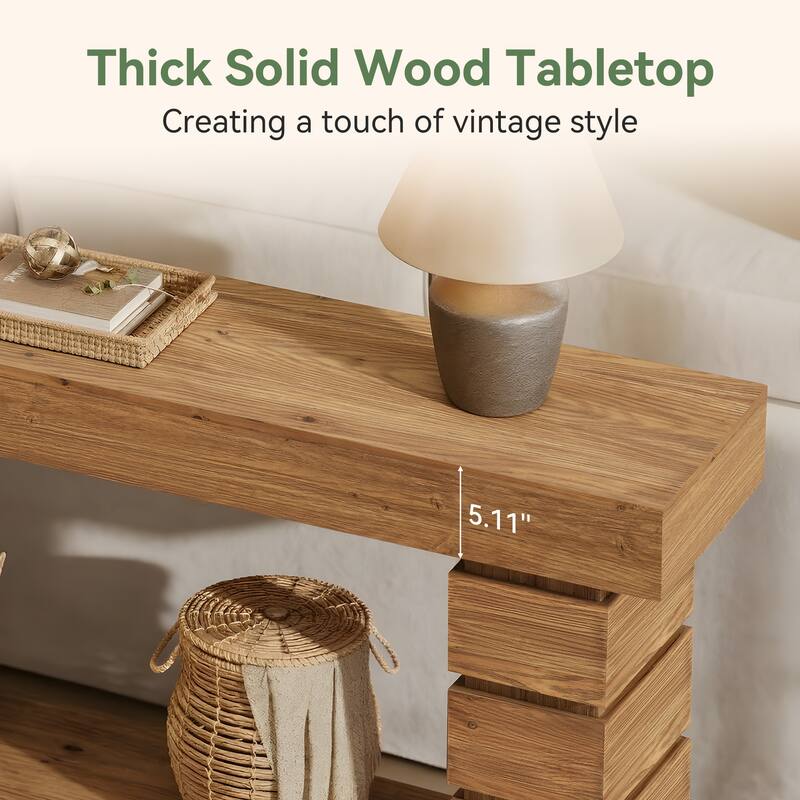62.9" Solid Wood Console Table Long Sofa Table For Entryway Living Room