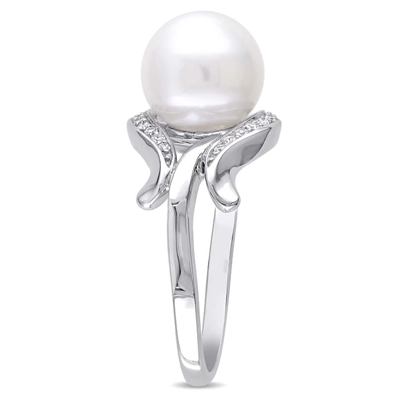Miadora 8.5-9mm Cultured Freshwater Pearl and Diamond Accent Ring in 10k White Gold