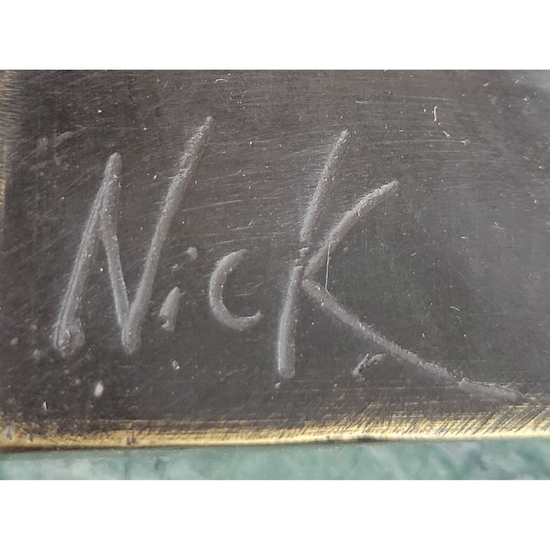 Modern Abstract Bronze Sculpture – Volleyball Athletic Figure With Ball On Marble Base