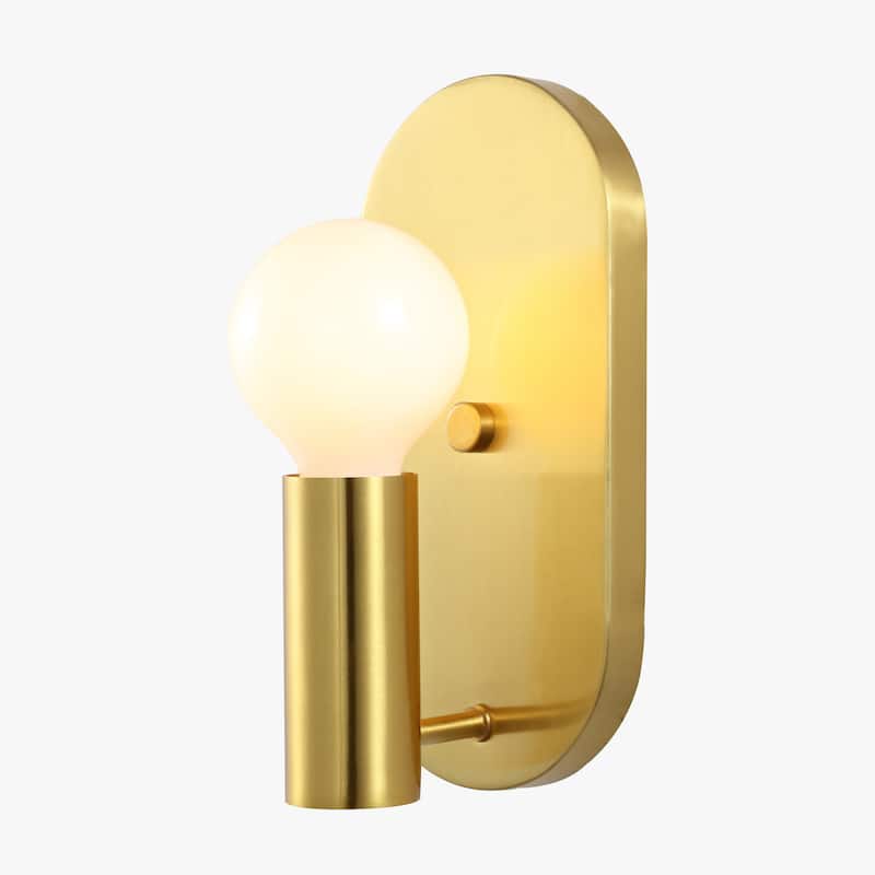 SAFAVIEH Lighting Suniti Wall Sconce (Set of 2) - 5" W x 4" D x 10" H - Satin Brass/Opal - 5Wx4Dx10H